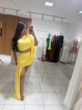 Butter yellow skirt set