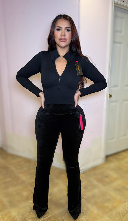 Black velvet pant