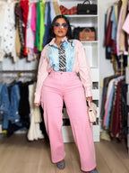 Camisa de corbata rosa