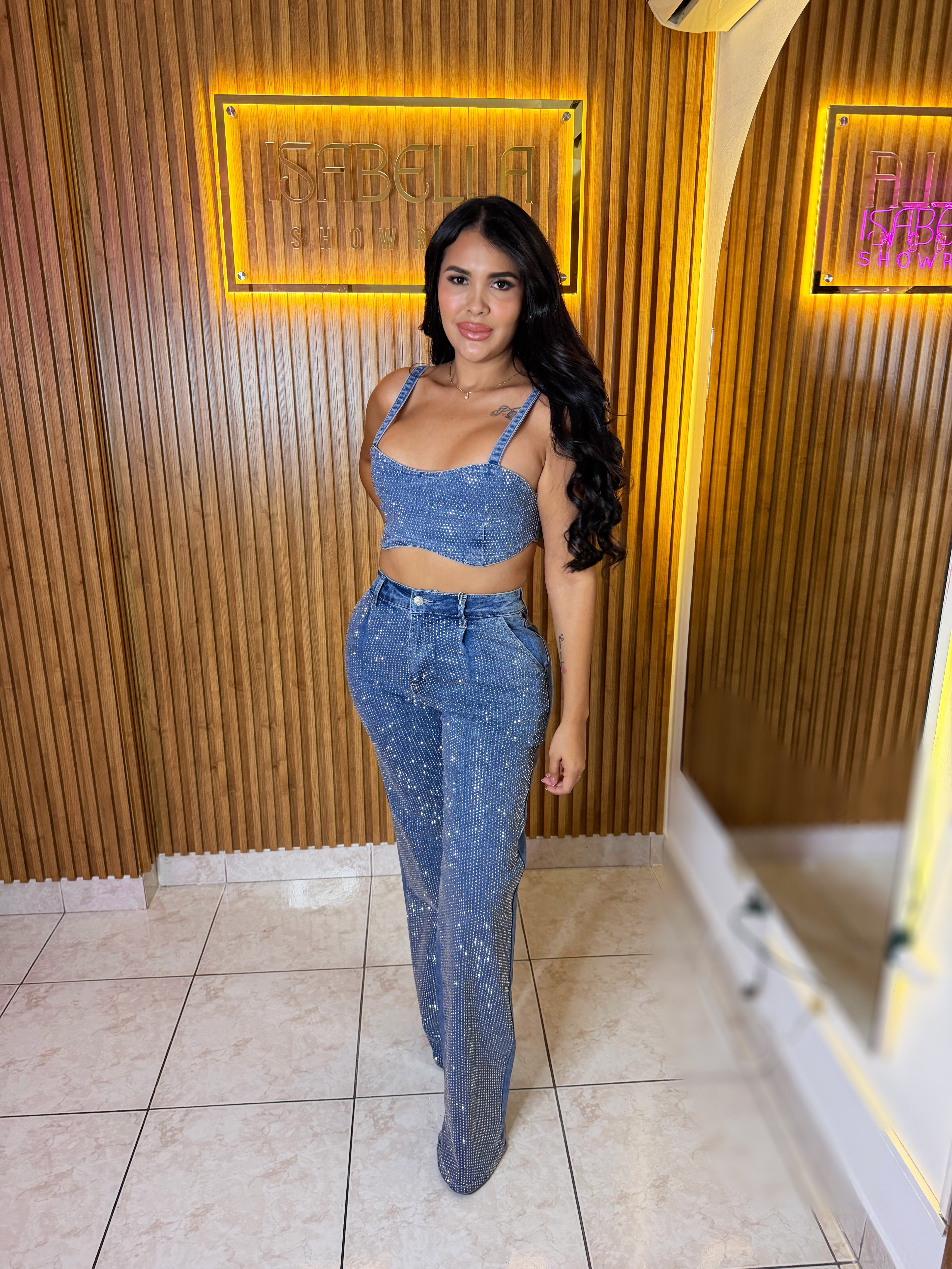 Denim & Rhinestone set