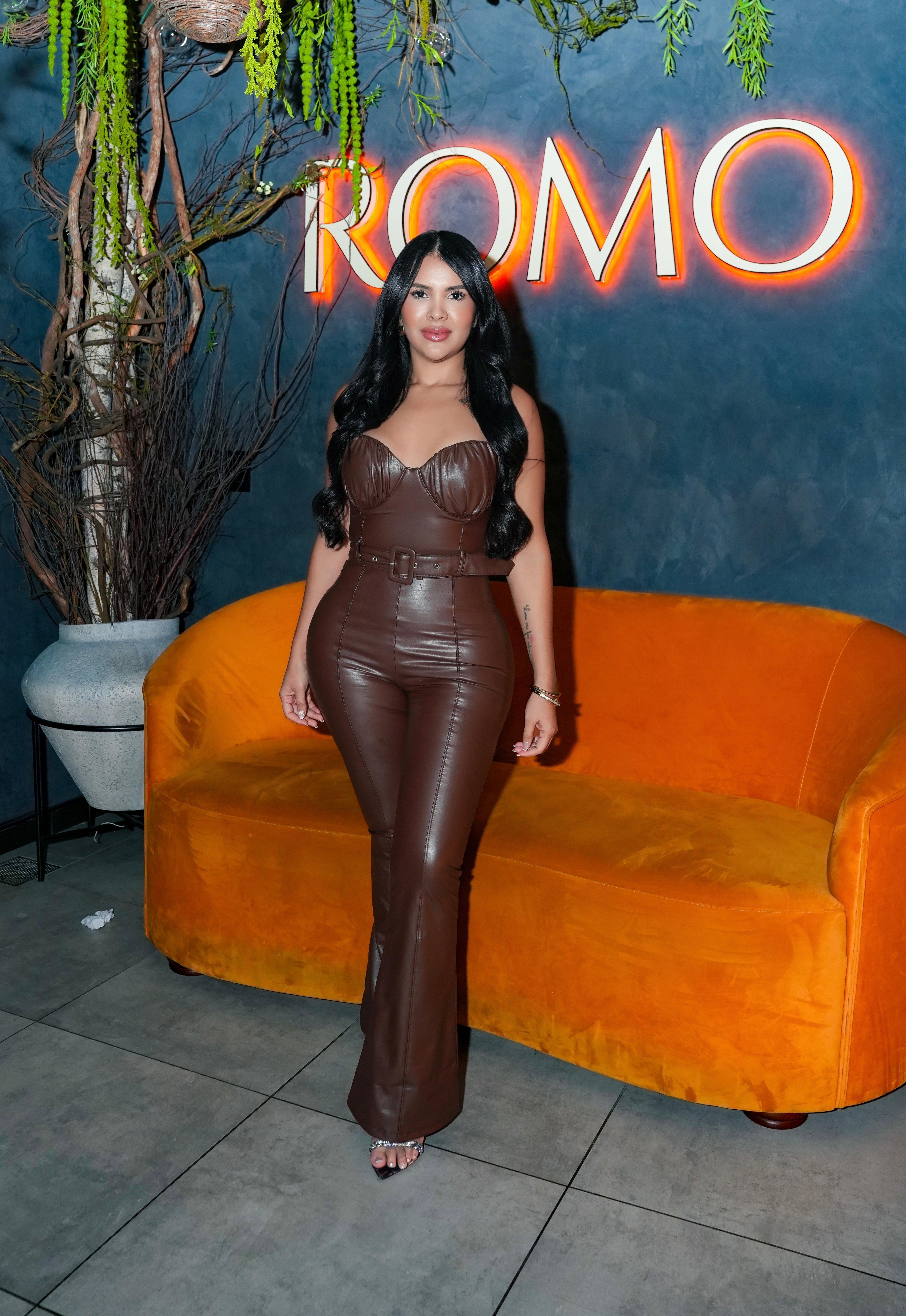 Brown leather jumper