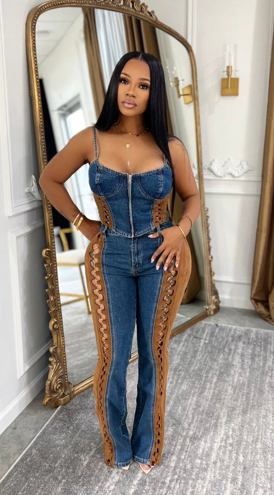 Cow denim set