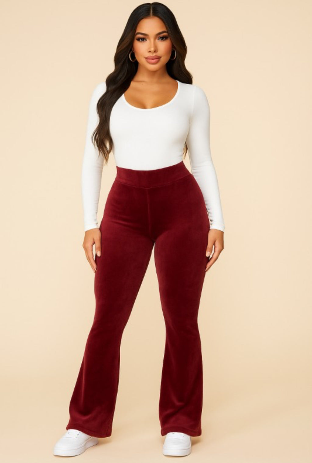 Burgundy velvet pant